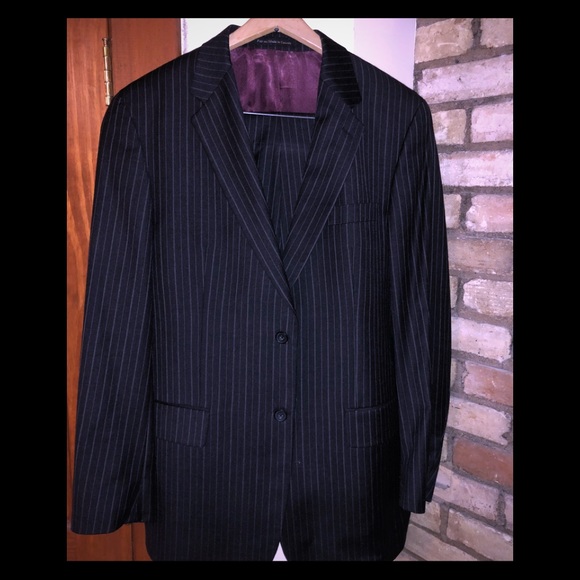 S Cohen 2 piece charcoal burgundy/white pinstripe - Picture 1 of 7